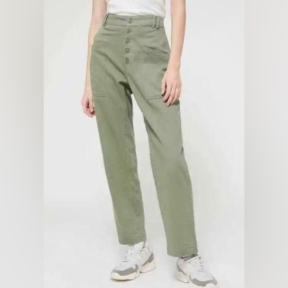 Urban Outfitters BDG Lance Utility Trouser Cotton High Rise Green Pant Size 6